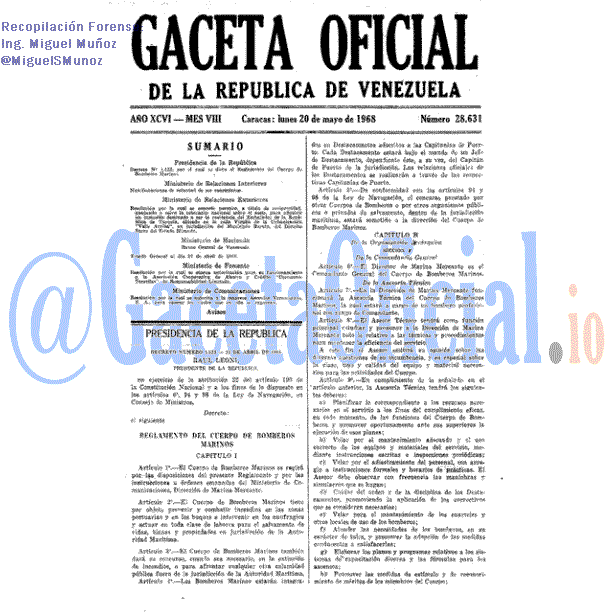 Gaceta Oficial 28631 del 20 Mayo 1968