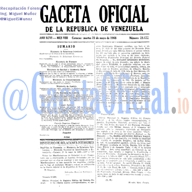 Gaceta Oficial 28632 del 21 Mayo 1968