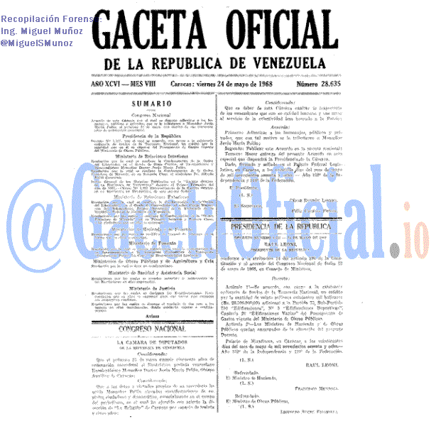 Gaceta Oficial 28635 del 24 Mayo 1968