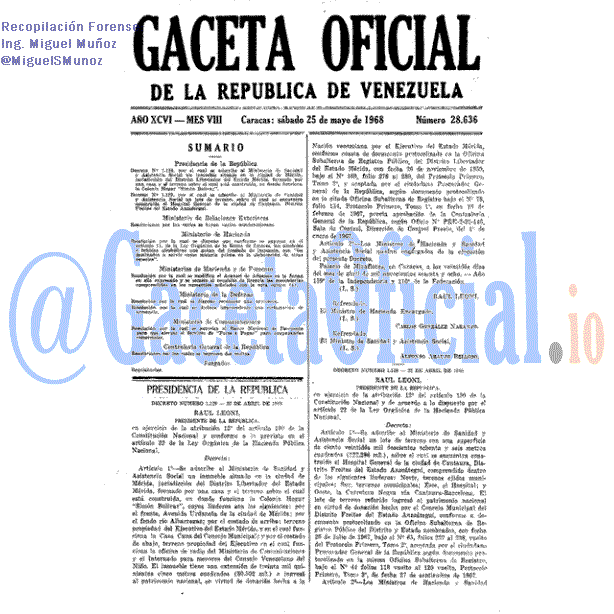 Gaceta Oficial 28636 del 25 Mayo 1968