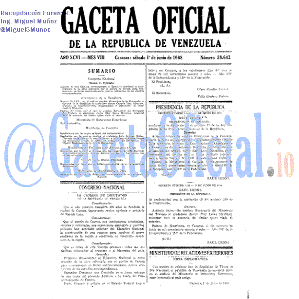 Gaceta Oficial 28642 del 1 Junio 1968