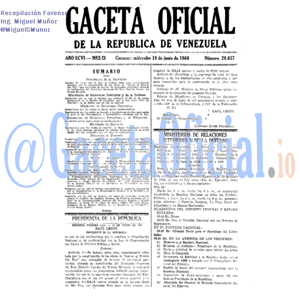 Gaceta Oficial 28657 del 19 Junio 1968