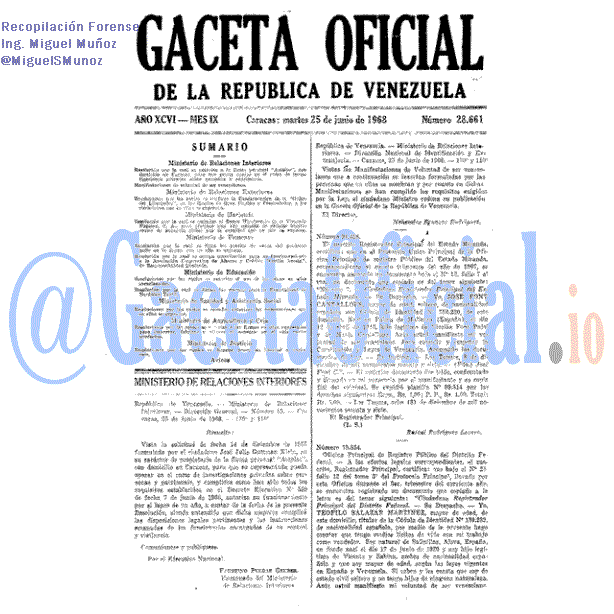 Gaceta Oficial 28661 del 25 Junio 1968