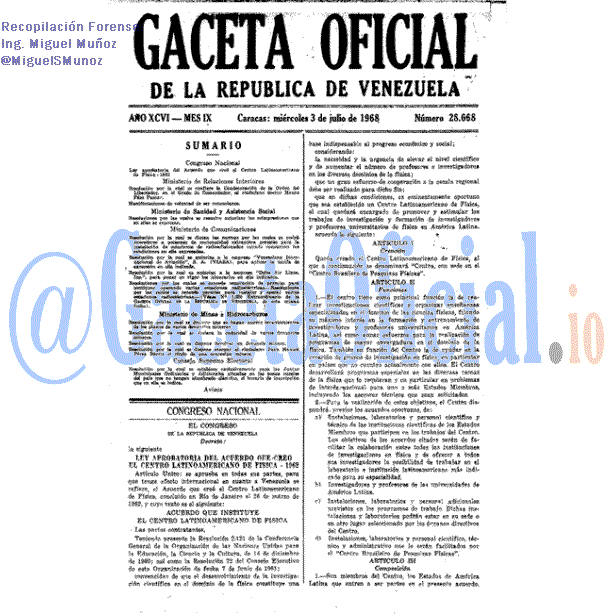 Gaceta Oficial 28668 del 3 Julio 1968