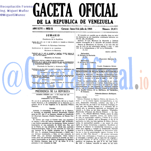 Gaceta Oficial 28671 del 8 Julio 1968
