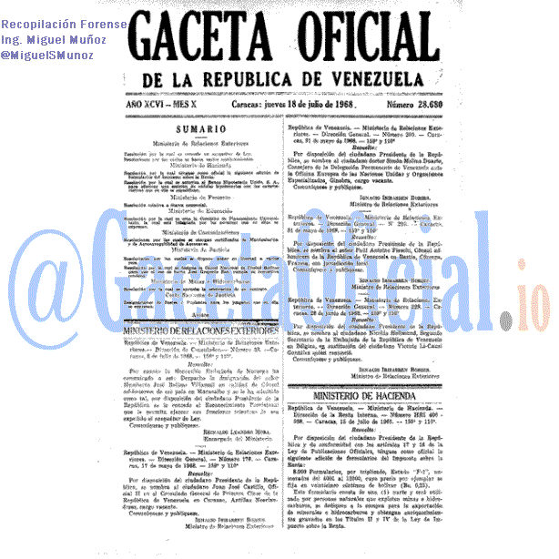 Gaceta Oficial 28680 del 18 Julio 1968