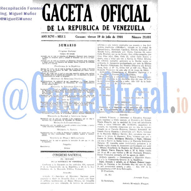 Gaceta Oficial 28681 del 19 Julio 1968