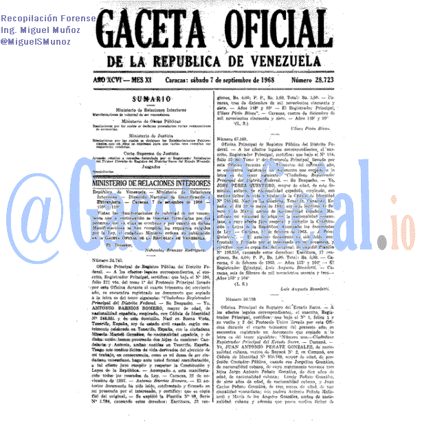 Gaceta Oficial 28723 del 7 Septiembre 1968