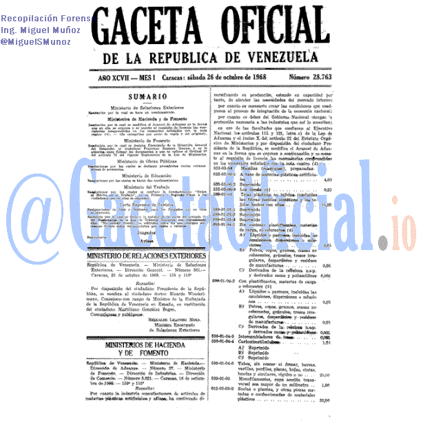 Gaceta Oficial 28763 del 26 Octubre 1968