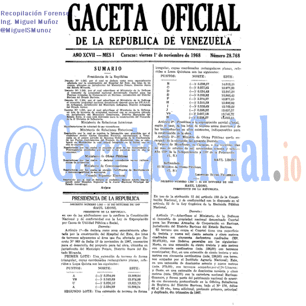 Gaceta Oficial 28768 del 1 Noviembre 1968
