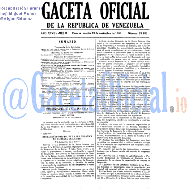 Gaceta Oficial 28783 del 19 Noviembre 1968
