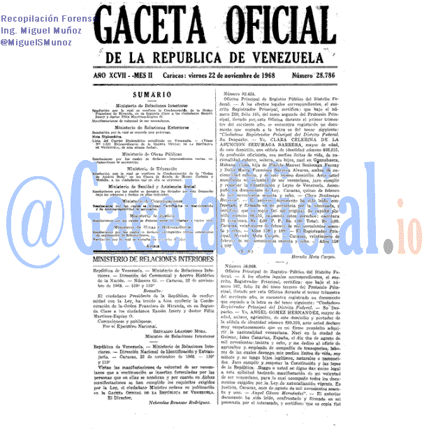 Gaceta Oficial 28786 del 22 Noviembre 1968