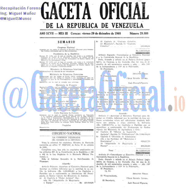 Gaceta Oficial 28808 del 20 Diciembre 1968