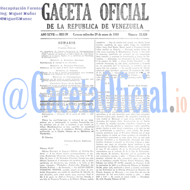 Gaceta Oficial 28838 del 29 Enero 1969