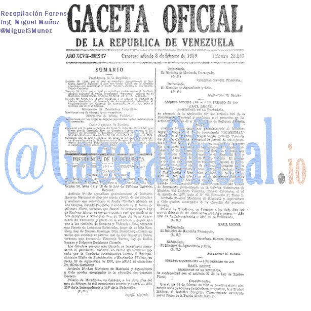Gaceta Oficial 28847 del 8 Febrero 1969