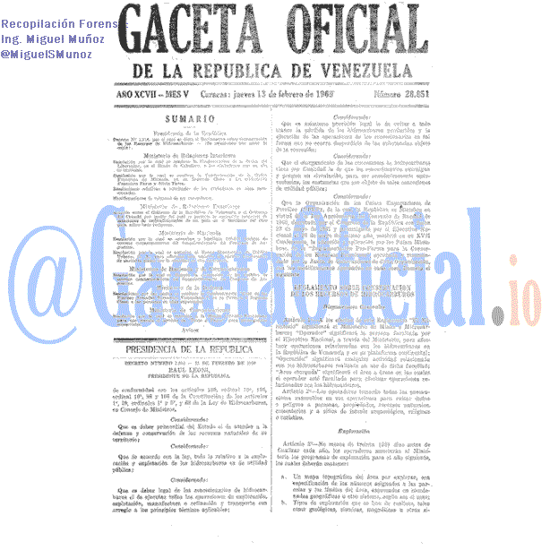 Gaceta Oficial 28851 del 13 Febrero 1969