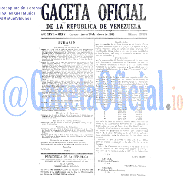 Gaceta Oficial 28855 del 20 Febrero 1969