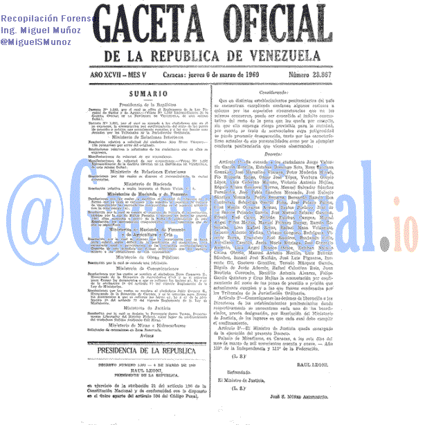 Gaceta Oficial 28867 del 6 Marzo 1969