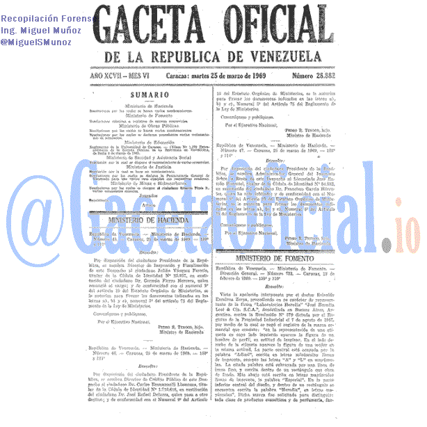 Gaceta Oficial 28882 del 25 Marzo 1969