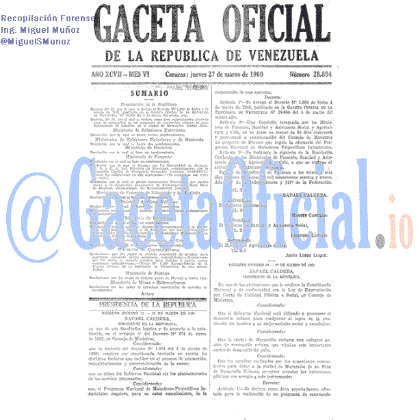Gaceta Oficial 28884 del 27 Marzo 1969