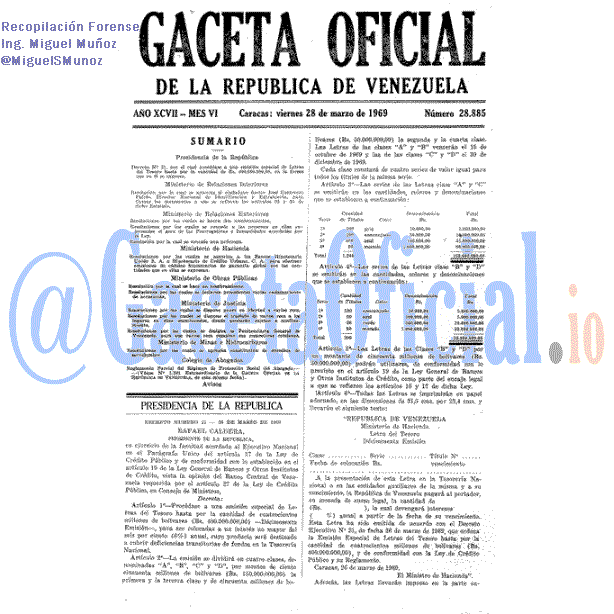 Gaceta Oficial 28885 del 28 Marzo 1969