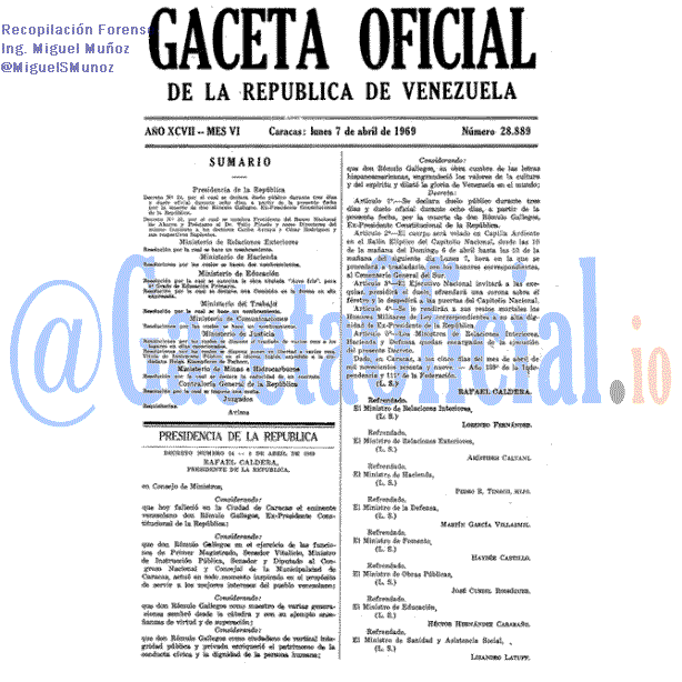 Gaceta Oficial 28889 del 7 Abril 1969