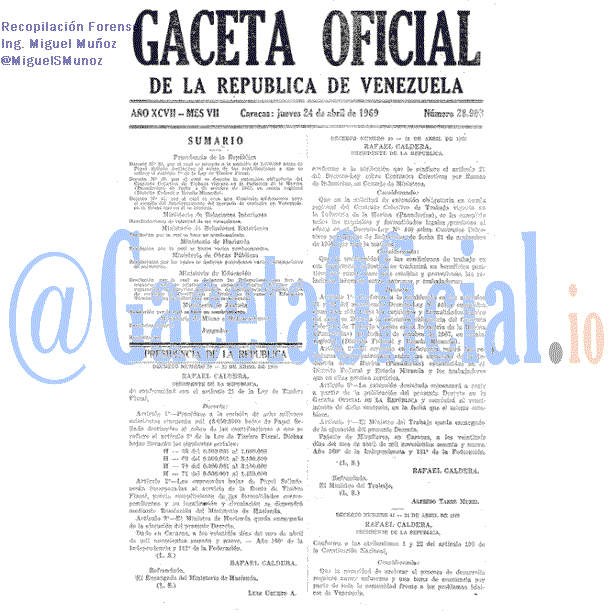 Gaceta Oficial 28903 del 24 Abril 1969