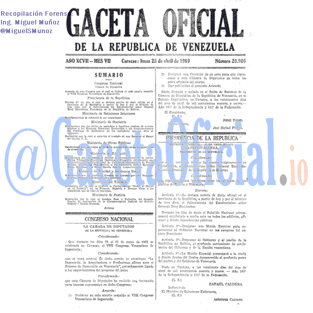 Gaceta Oficial 28906 del 28 Abril 1969