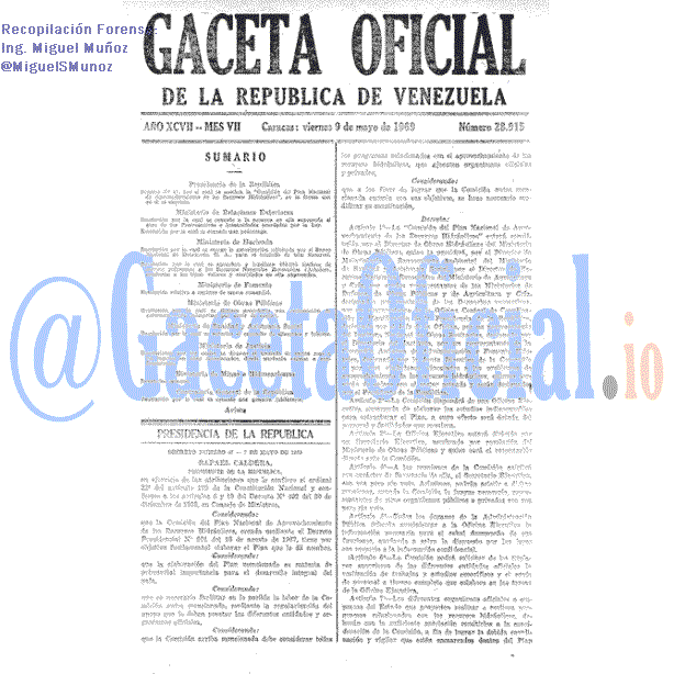 Gaceta Oficial 28915 del 9 Mayo 1969