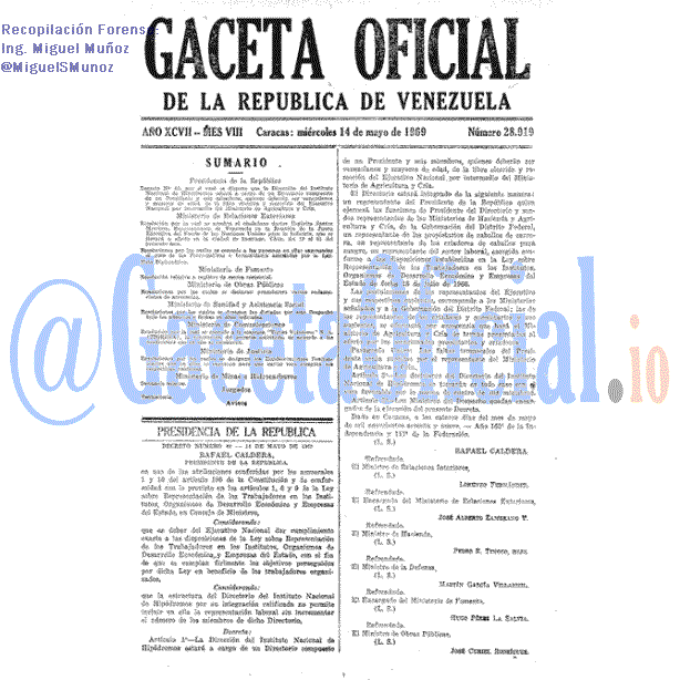 Gaceta Oficial 28919 del 14 Mayo 1969