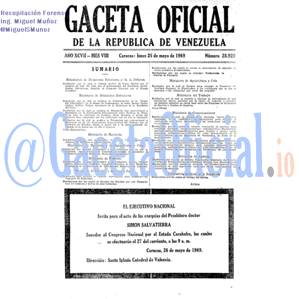 Gaceta Oficial 28929 del 26 Mayo 1969