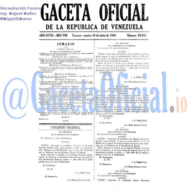 Gaceta Oficial 28942 del 10 Junio 1969