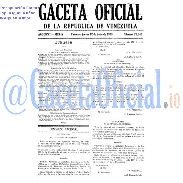 Gaceta Oficial 28944 del 12 Junio 1969
