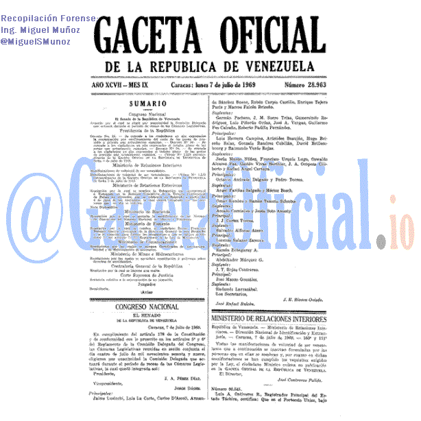 Gaceta Oficial 28963 del 7 Julio 1969