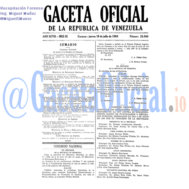 Gaceta Oficial 28966 del 10 Julio 1969