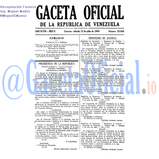 Gaceta Oficial 28968 del 12 Julio 1969