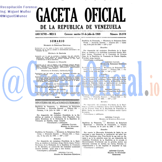 Gaceta Oficial 28970 del 15 Julio 1969