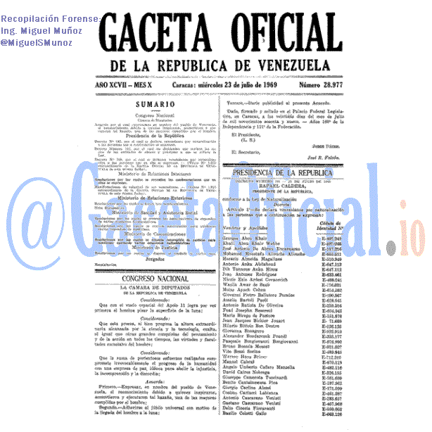 Gaceta Oficial 28977 del 23 Julio 1969
