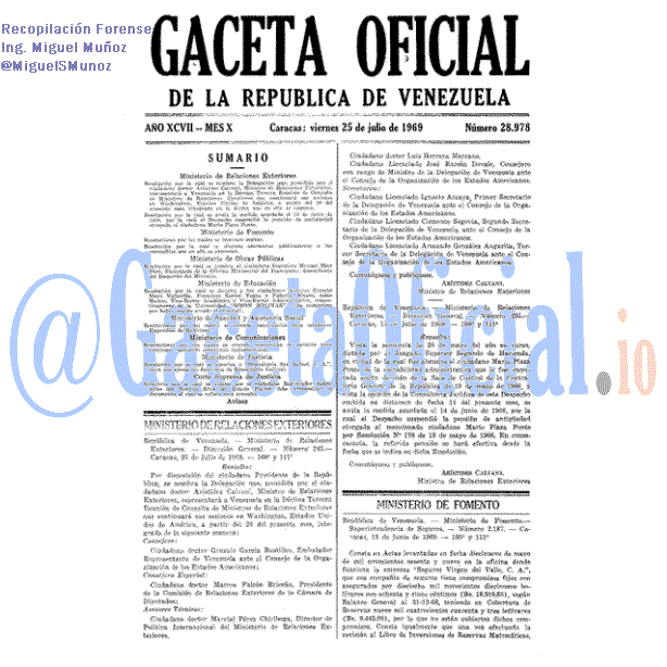 Gaceta Oficial 28978 del 25 Julio 1969