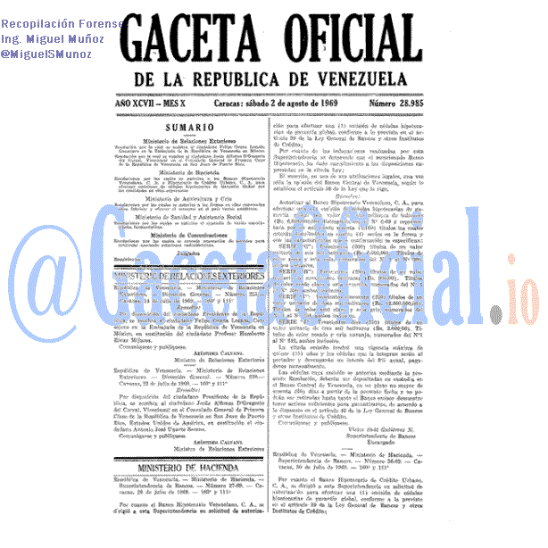 Gaceta Oficial 28985 del 2 Agosto 1969
