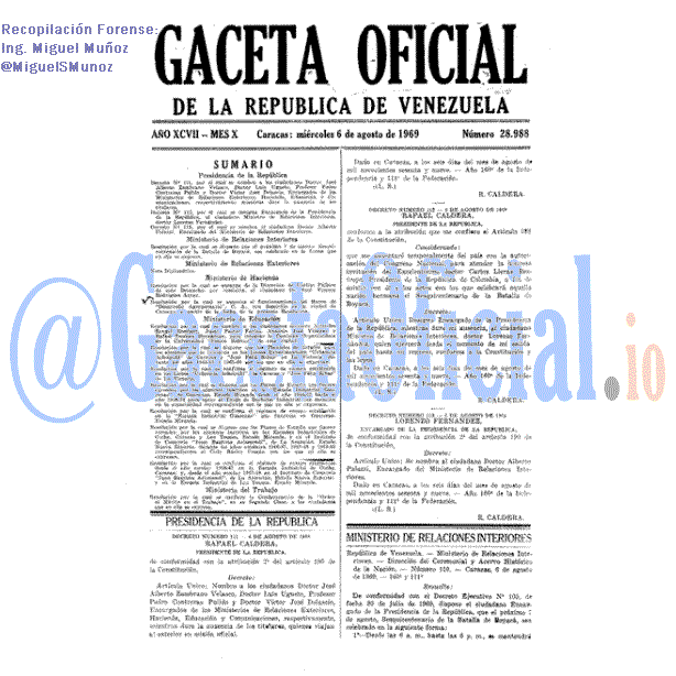 Gaceta Oficial 28988 del 6 Agosto 1969