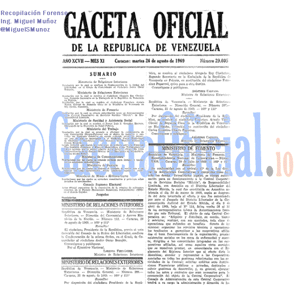 Gaceta Oficial 29005 del 26 Agosto 1969