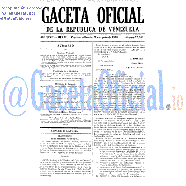 Gaceta Oficial 29006 del 27 Agosto 1969
