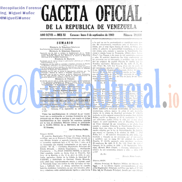 Gaceta Oficial 29016 del 8 Septiembre 1969