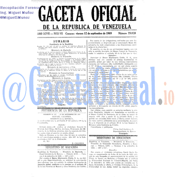 Gaceta Oficial 29020 del 12 Septiembre 1969