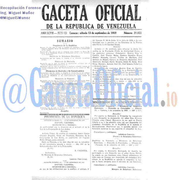 Gaceta Oficial 29021 del 13 Septiembre 1969
