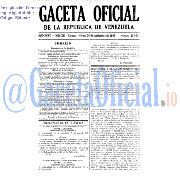 Gaceta Oficial 29032 del 26 Septiembre 1969