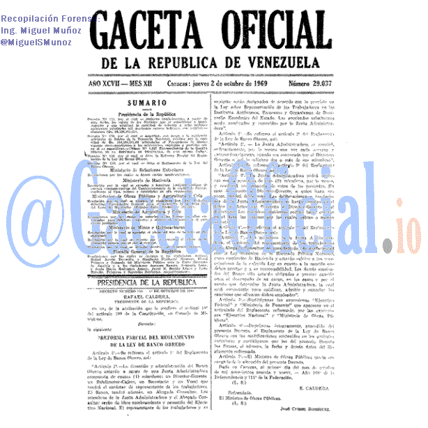Gaceta Oficial 29037 del 2 Octubre 1969