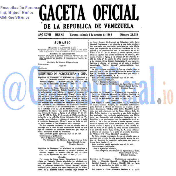 Gaceta Oficial 29039 del 4 Octubre 1969