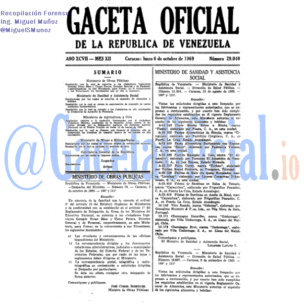 Gaceta Oficial 29040 del 6 Octubre 1969